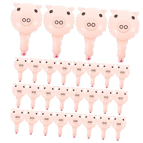 FUNNETOYU 50 Stück Handheld Pig Balloon Aluminium Folienballons für Kindergeburtstag Cartoon Schwein Dekoration Party Deko und Fotoshooting Zubehör von FUNNETOYU