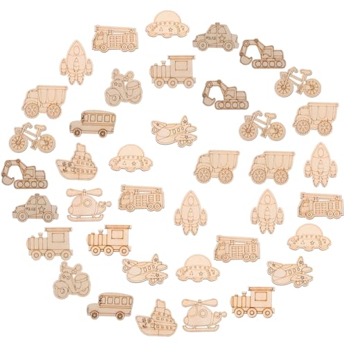 FUNNETOYU 50 Stück Holzfahrzeug Bastelset Unvollendete Holzschnittformen für Kreative DIY Projekte für Malen und Dekorieren Gemischte Fahrzeuge FUNNETOYU 50 Stück Holzfahrzeug Bastelset Unvollendete Holzschnittformen für Kreative DIY Projekte für Malen und Dekorieren Gemischte Fahrzeuge von FUNNETOYU