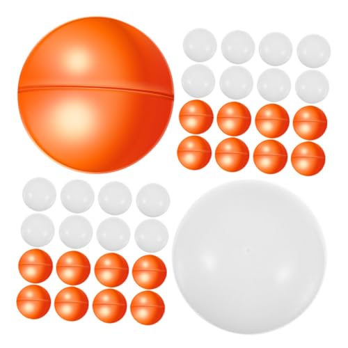 FUNNETOYU 50 Stück Kunststoff Lotteriekugeln zum Öffnen Wiederverwendbare Leichte Hohlkugeln für Partyspiele Bingo Tombola und Festliche Aktivitäten Orange und Weiß Vielseitige von FUNNETOYU