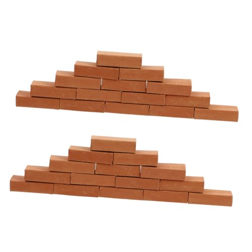FUNNETOYU 50 Stück Miniatur Ziegelsteine Rote Mini Ziegelsteine für DIY Hausbau Garten Dekoration Bastelset für Kreative Handarbeit von FUNNETOYU