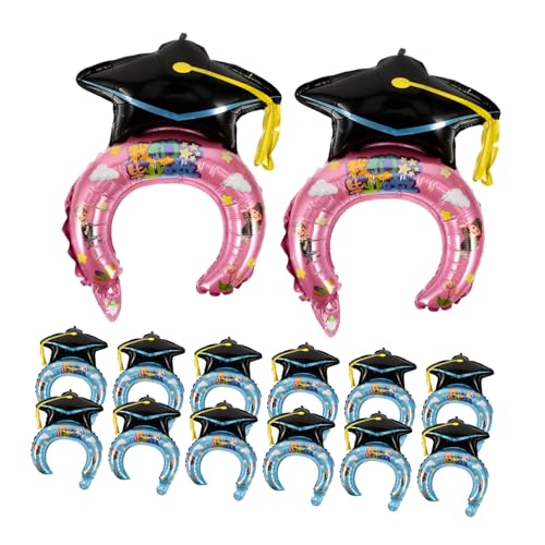 FUNNETOYU 50 Stück Teiliges Aufblasbares Abschluss-stirnband mit Aluminiumfolie Doppelseitig Blau und Party-deko für Abiturfeier Foto-requisite und Wiederverwendbares Haar-accessoire von FUNNETOYU