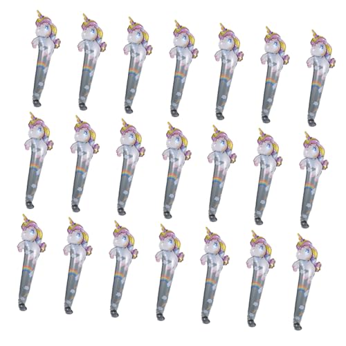 FUNNETOYU 50 Stück Teiliges Einhorn Folienballon mit Handstab Aufblasbare Party Dekoration Charmante Fotorequisite für Shower und Geburtstagsfeiern Langlebig und Wiederverwendbar für Innen von FUNNETOYU