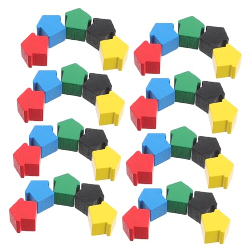FUNNETOYU 50 Stück Teiliges Holzspielhaus Set in Fünf Farben Mini brettspiel zubehör für Strategische Spiele Pädagogisch Wertvolle Spielfiguren für Buntes Holzspielbrett Accessoire von FUNNETOYU