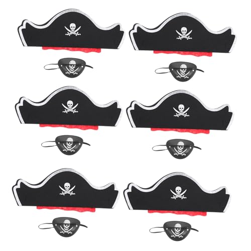 FUNNETOYU 6 Sätze Teiliges Piratenkostüm Halloween Piratenhut Augenklappe Cosplay Zubehör für Kostümparty Karneval Fasching Verkleidung für Damen und Herren von FUNNETOYU