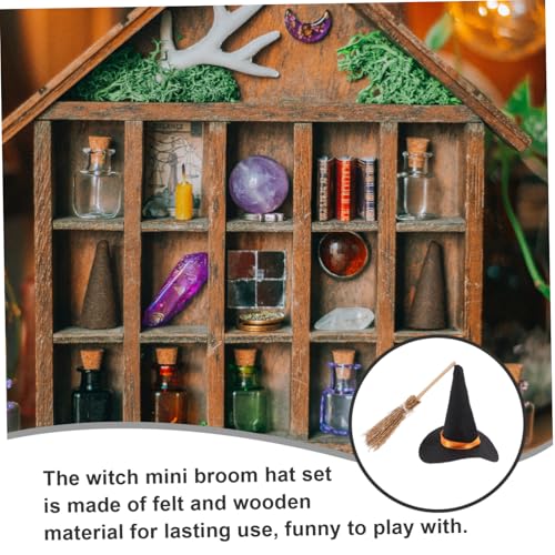 FUNNETOYU 6 Satz Teiliges Mini Hexenhut Set aus Filz und Holz Kleine Hexenhüte mit Besen für DIY Halloween Dekoration Sanft Langlebig für Puppen und Party Accessoires FUNNETOYU 6 Satz Teiliges Mini Hexenhut Set aus Filz und Holz Kleine Hexenhüte mit Besen für DIY Halloween Dekoration Sanft Langlebig für Puppen und Party Accessoires von FUNNETOYU