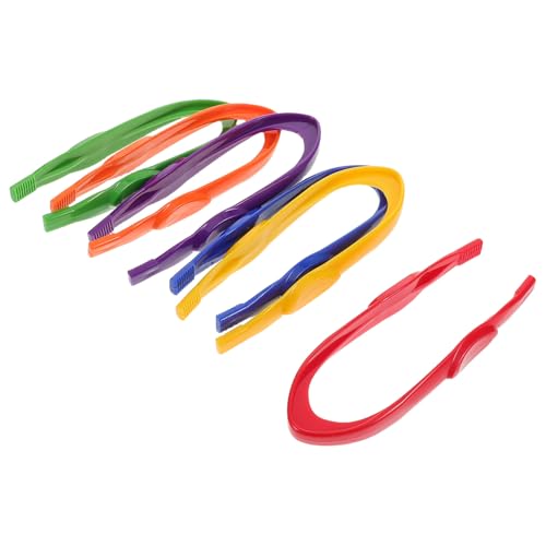 FUNNETOYU 6 Stück Bunte Kunststoff Pinzetten für Große Montessori Lernspielzeug Feinmotorik Hand Auge koordination Sortierhilfe für Vorschule Homeschool Experimente von FUNNETOYU