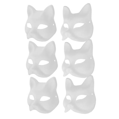 FUNNETOYU 6 Stück DIY Malbare Katzen und Fuchs Masken Weiße Papiermaske für Kostümparty Halloween Masquerade und Kreative Gestaltung für Kunstliebhaber von FUNNETOYU