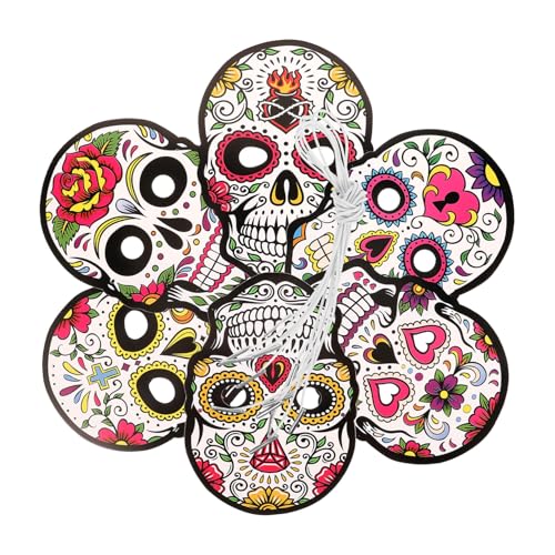 FUNNETOYU 6 Stück Day Of The Dead Papiermasken Teiliges mit Gruseligen Designs Wiederverwendbare Dekoration für Halloween Karneval Kostümparty Cosplay und Bühnenauftritte von FUNNETOYU