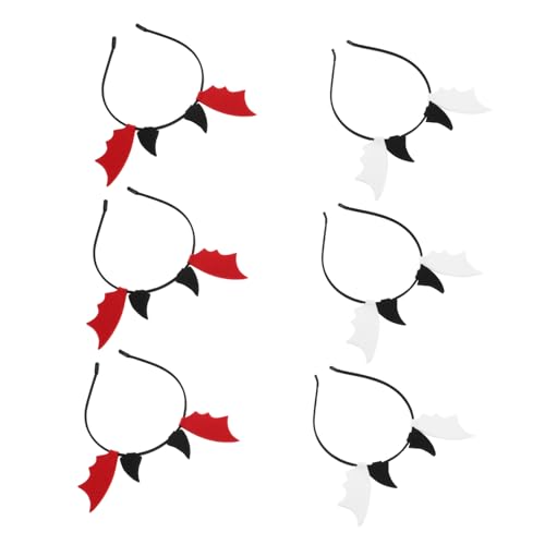FUNNETOYU 6 Stück Halloween-Kopfschmuck Cosplay-Fledermaus-Stirnband Vampir-Stirnband für Frauen Fledermausflügel Haarband Stirnbänder für Halloween Plastik von FUNNETOYU
