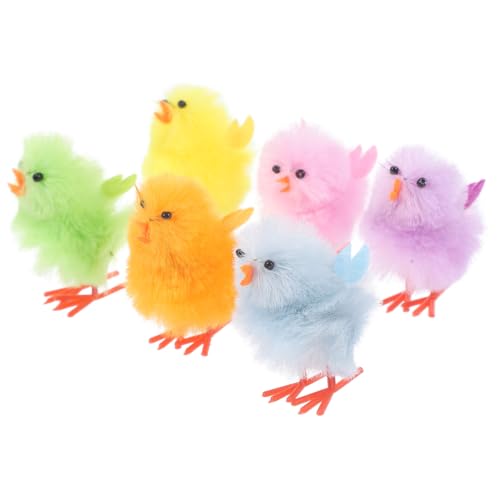 FUNNETOYU 6 Stück Hühnerdekoration aus Samt für den einzug housewarming osterbastelei Plüsch Tier Mini flauschige Küken Hühnerplüsch kleines Huhn Ostern flauschige Osterküken von FUNNETOYU