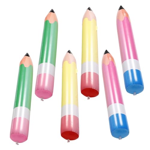 FUNNETOYU 6 Stück Jumbo Aufblasbare Bleistifte Riesige Bleistiftballons für Schulanfang Abschlussfeier Bunte Dekorationen für Klassenzimmer und Geburtstagspartys Groß von FUNNETOYU