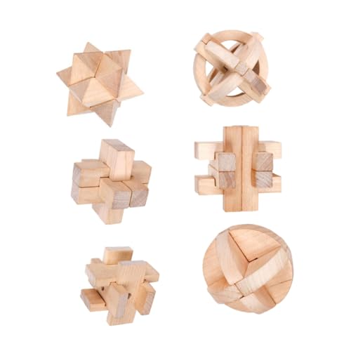 FUNNETOYU 6 Stück Kongming Schlossspielzeug Puzzle Luban-Lock- Schlüsselspielzeug entsperren Interlock- Schlüsselspielzeug zum Entwirren freischalten Holz von FUNNETOYU