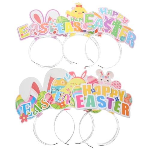 FUNNETOYU 6 Stück -Kopfschmuck zum Anziehen Band Dekorationen ostern haarschmuck ostern haarreif Osterhäschen Kopfschmuck Osterfest Haarschmuck Osterhaarschmuck Ostervorräte Papier von FUNNETOYU