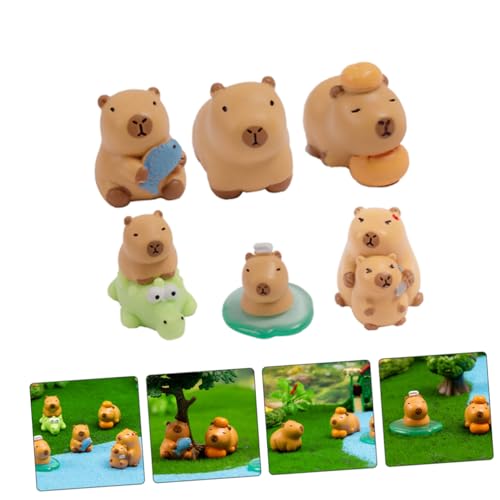 FUNNETOYU 6 Stück Miniatur Capybara Figuren aus Harz Platzsparende Detailreiche Mini Wasserschwein Deko für Schreibtisch Regal DIY Landschaft Niedliche Sammelfiguren für Zuhause und Party von FUNNETOYU