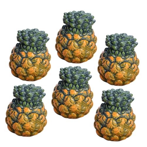 FUNNETOYU 6 Stück Miniatur Deko Ananas Realistische Künstliche Früchte aus Resin Langlebig als Puppenhaus Zubehör Foto Requisiten und Wohnaccessoires Vielseitig Einsetzbar von FUNNETOYU
