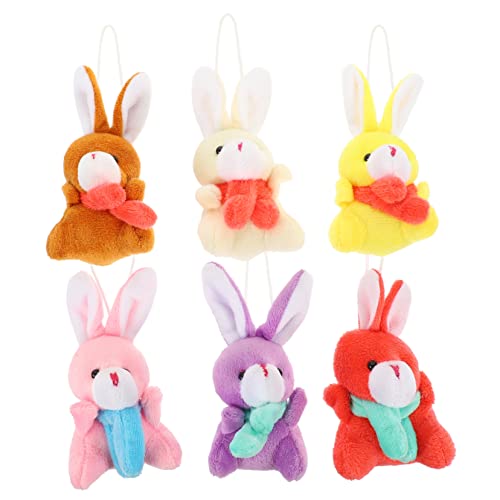 FUNNETOYU 6 Stück Ostereipuppe plüschhasen für Easter Bunny osterhasen plüsch Kaninchenfuß-Schlüsselanhänger Süßer Stoffhase für Ostern Häschen-Dekorationen zum Aufhängen PP Baumwolle von FUNNETOYU