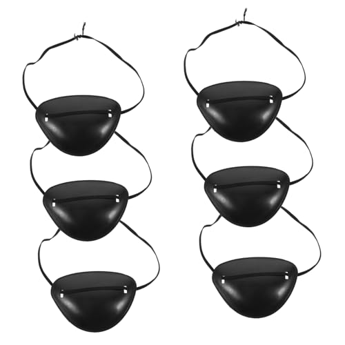 FUNNETOYU 6 Stück Piraten Augenklappe Schwarz Elastisch Piratenkostüm Zubehör für Halloween Karneval Cosplay Maskerade Party Bühnenauftritte Erwachsene von FUNNETOYU