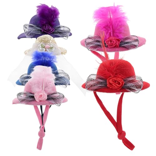 FUNNETOYU 6 Stück Puppe Dressup Prinzessin Haar Zubehör Mesh Blumen Hut Haustier Hut doll Accessories Puppenhut Puppe mini formelle Hüte Geburtstag Miniaturhüte kleine Hüte für Puppen von FUNNETOYU