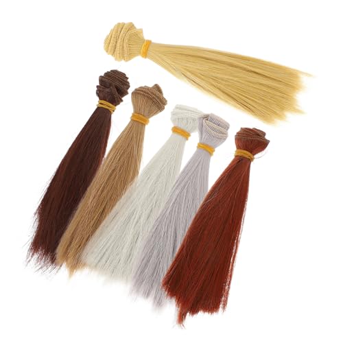 FUNNETOYU 6 Stück Puppe Glattes Haar Zubehör Für Babypuppen Mädchen Puppe Perücke Schaufensterpuppenkopf Perücke Für Puppe Haarbrötchen Puppenteile Puppenhaus Hochtemperaturdraht von FUNNETOYU