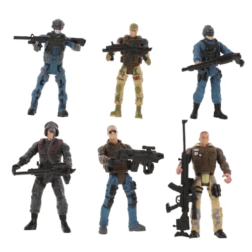 FUNNETOYU 6 Stück Soldaten Figuren Bewegliche Gelenke Action Figuren Soldat Polizei Modell Sammelfiguren für Erwachsene Sammler Dekoration von FUNNETOYU