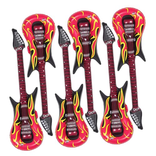 FUNNETOYU 6 Stück Teiliges Aufblasbare PVC Gitarren Langlebige Partyspielzeuge mit Aufblasfunktion Wiederverwendbar für Musikpartys Halloween Weihnachten und Kindergeburtstage von FUNNETOYU