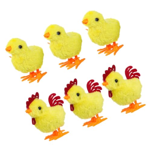 FUNNETOYU 6 Stück Teiliges Aufziehspielzeug Springende Plüschküken mit Realistischer Textur Lebendige Farben Fördert Kreative Kinderbespaßung Geeignet als Ostergeschenk und Dekorativer von FUNNETOYU