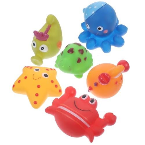 FUNNETOYU 6 Stück Teiliges Badespielzeug mit Flexiblen Bunten Meerestieren Sicher für Fördert Handentwicklung als für Unterhaltsames Wasser Badewanne von FUNNETOYU