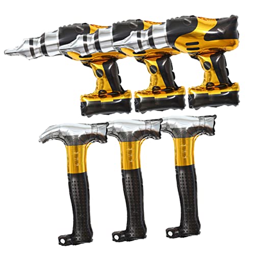 FUNNETOYU 6 Stück Teiliges Baustellen Partyballon aus Aluminiumfolie mit Hammer und Bohrmaschine Langlebige Geburtstagsdeko für Jungen Lebendige Farben für Baustellen Mottoparty und FUNNETOYU 6 Stück Teiliges Baustellen Partyballon aus Aluminiumfolie mit Hammer und Bohrmaschine Langlebige Geburtstagsdeko für Jungen Lebendige Farben für Baustellen Mottoparty und von FUNNETOYU