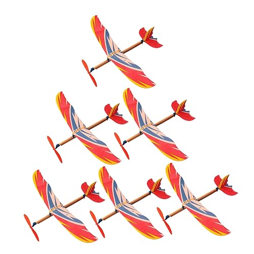 FUNNETOYU 6 Stück Teiliges DIY Gummiband Flugzeug Sicherer und Umweltfreundlicher Segelflieger Einfach Zusammenzubauen für Jungen und Mädchen Fördert Kreativität und Motorische Fähigkeiten von FUNNETOYU