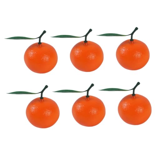 FUNNETOYU 6 Stück Teiliges Künstliche Kleine Orangen mit und Blättern Lebensechte Deko Früchte Leuchtendem Orange Haltbare Künstliche Orangen für Foto Requisiten Fenster und Tischdekoration von FUNNETOYU