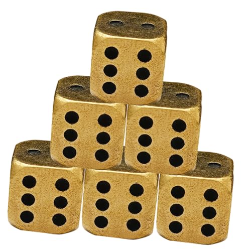 FUNNETOYU 6 Stück Teiliges Messing Würfelset Vintage Stil mit Großen Punkten Abgerundeten Ecken Robust für Rollenspiele Barspiele und Brettspiele als Dekoratives Spielzubehör FUNNETOYU 6 Stück Teiliges Messing Würfelset Vintage Stil mit Großen Punkten Abgerundeten Ecken Robust für Rollenspiele Barspiele und Brettspiele als Dekoratives Spielzubehör von FUNNETOYU