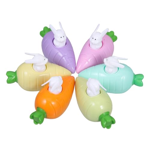 FUNNETOYU 6 Stück Teiliges Mini Karotten Aufziehspielzeug Bunte Ostern Hasen Autos aus Leichtem Batterie Tragbare Spielzeuge für Ostern Party und Spaß Unterwegs von FUNNETOYU