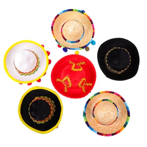 FUNNETOYU 6 Stück Teiliges Mini Sombrero Haarreifen Mexikanischer Hut Haarschmuck für Frauen Festival Karneval Party von FUNNETOYU
