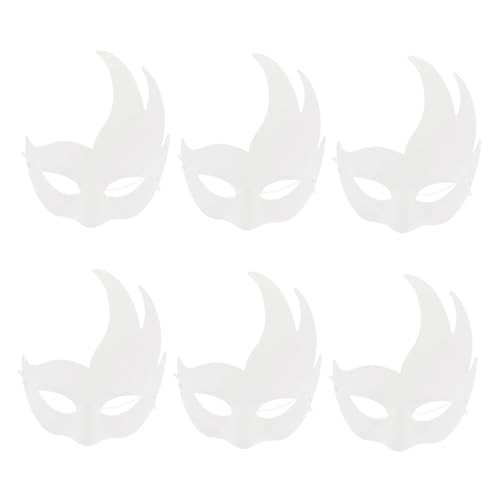 FUNNETOYU 6 Stück Teiliges Papiermaske zum Bemalen Weiße DIY Pappmaché Masken für Karneval Halloween Party Unbemalte Gesichtsmasken zum Kreativen Gestalten und Cosplay Dekoration von FUNNETOYU