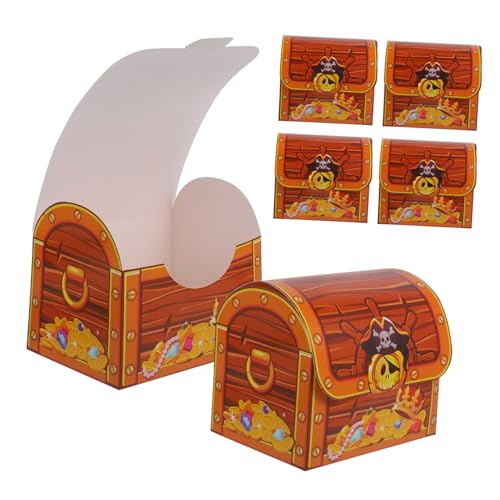 FUNNETOYU 6 Stück Teiliges Piraten Schatztruhe Candy Box Retro Schatzkiste für Kindergeburtstag Praktische Süßigkeitenbox für Partygeschenke und Kleine Snacks Tragbar und Festlich Gestaltet von FUNNETOYU