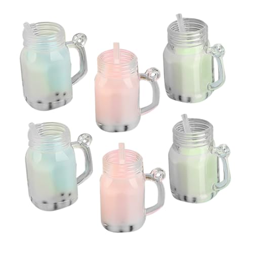 FUNNETOYU 6 Stück Teiliges Puppenhaus Mini Getränke Modellset Realistische Resin Miniatur Deko in Gemischten Farben Langlebige Verblassungsresistente Miniatur Getränke für Puppenhaus und von FUNNETOYU