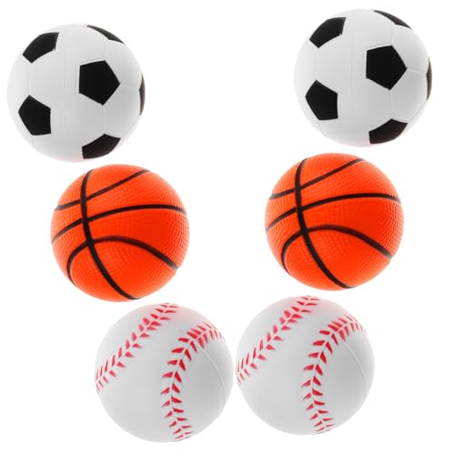 FUNNETOYU 6 Stück Teiliges Quetschspielzeug Pu schaumbälle in Blau und Weiß Stressabbau und Sensorische Handentspannung Kleine Fußball Baseballform für Erwachsene von FUNNETOYU