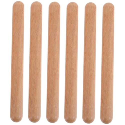 FUNNETOYU 6 Stück Teiliges Rhythmusstäbe aus Holz Sichere Abgerundete Kanten Pädagogisches Percussion Instrument für Musikunterricht und Gruppenaktivitäten Fördert Rhythmusgefühl bei von FUNNETOYU