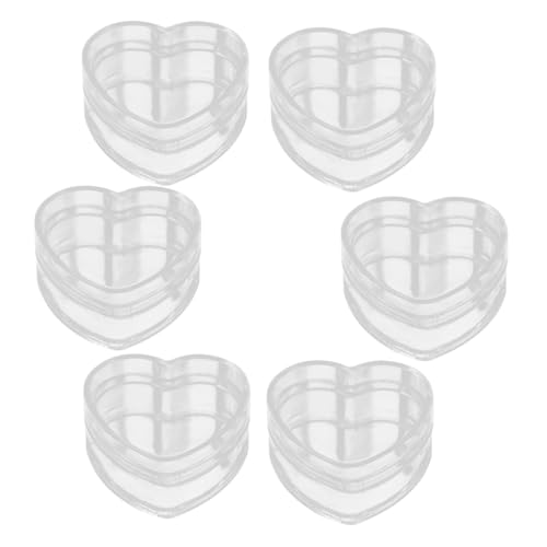 FUNNETOYU 6 Stück Transparente Herzform Aufbewahrungsboxen Mehrzweck Party Treats Container Staubdichte Candy Box mit Abgerundeten Kanten für Schmuck Süßigkeiten Kleine Geschenke von FUNNETOYU
