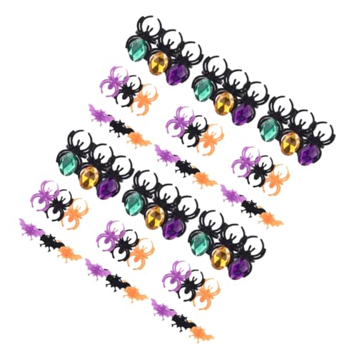 FUNNETOYU 60 Stück Teiliges Halloween Ring aus Kunststoff Bunte Fledermaus und Spinnenringe Gruselige Party Deko für Mädchen und Jungen als Mitgebsel und Kostümzubehör FUNNETOYU 60 Stück Teiliges Halloween Ring aus Kunststoff Bunte Fledermaus und Spinnenringe Gruselige Party Deko für Mädchen und Jungen als Mitgebsel und Kostümzubehör von FUNNETOYU