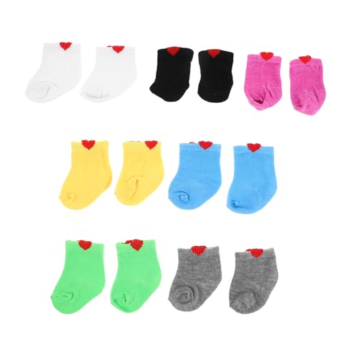 FUNNETOYU 7 Paare Puppensocken für American Doll Weiche Mehrfarbige Doll Socken Passgenaues Zubehör für Actionfiguren Kostüme und Fantasievolles Verkleidungsspiel von FUNNETOYU