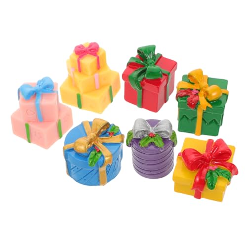 FUNNETOYU 7 Stück Teiliges Mini Stabilem Farbechtem Resin Detailreiche Miniatur-geschenkboxen für DIY Basteln Puppenhäuser und Festliche Tischdekorationen von FUNNETOYU