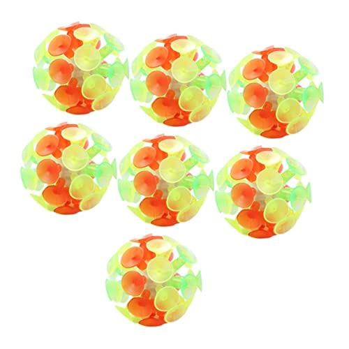 FUNNETOYU 7 Stück Teiliges Saugnapfball für Leuchtende Mehrfarbige Haftbälle mit Saugnäpfen Elastisch und Stressabbauend Interaktives Partyspielzeug für Jungen und Mädchen Ab Jahren von FUNNETOYU