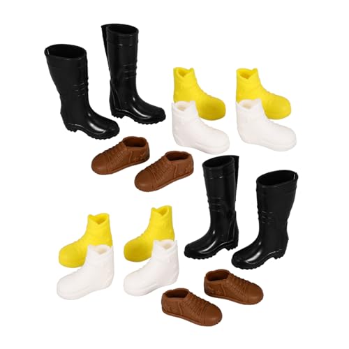 FUNNETOYU 8 Paare Miniatur Puppenschuhe aus Robustem Kunststoff Glatte Kanten Farbecht Vielseitig für Puppen Kreatives Spielzeugzubehör für Puppenhausdekoration von FUNNETOYU