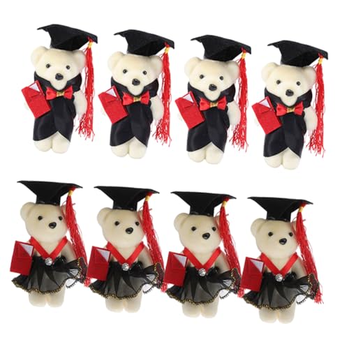 FUNNETOYU 8 Stück Abschlusssaison Dr. Bär Deko Mini-stoffbären Bären Mit Abschlussmotiv Plüsch-abschlusspuppen Cartoon-bär-Puppe Blumenstrauß DIY Liefert Plüschbär Plüschbären Vlies von FUNNETOYU