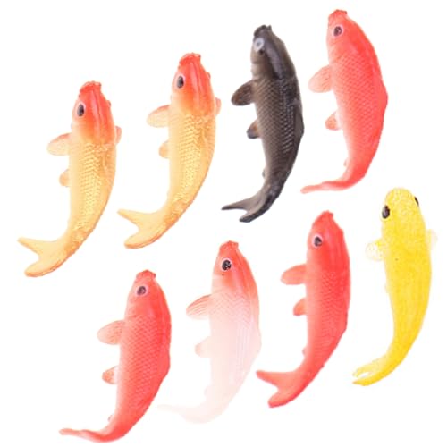 FUNNETOYU 8 Stück Simuliertes Koi-Modell Dekoration Lebensecht gefälschter Fisch winzige Fische Fischfiguren Mikrolandschaftsfisch Aquarienversorgung Schwimmendes Fischdekor für Aquarien PVC von FUNNETOYU