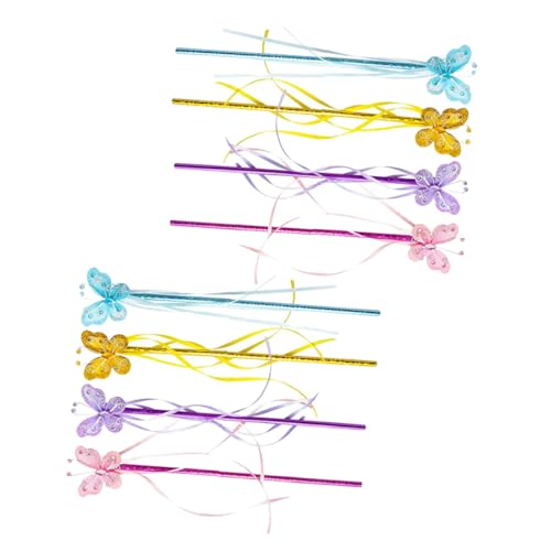 FUNNETOYU 8 Stück Teiliges Bunter Schmetterlings Feenstäbe für Mädchen Tragbare in Blau Gold als Foto Requisite für Kostümpartys von FUNNETOYU