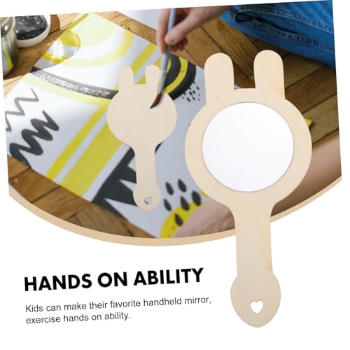 FUNNETOYU 8 Stück Teiliges DIY Holzspiegel Bastelset für Unbemalt zum Bemalen und Verzieren Liebevoll Gestaltete Holzspiegel für Kreative Bastelarbeiten als Mädchen Stabile Ausführung von FUNNETOYU
