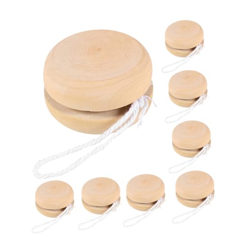 FUNNETOYU 8 Stück Teiliges Holz Yo Yo Ball Tragbare DIY und Graffiti Spielzeuge Sichere Kinderholzkugeln für Kreatives und Gruppenspaß Natürliche Dekoration für Zuhause von FUNNETOYU