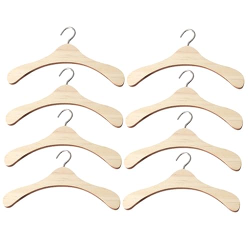 FUNNETOYU 8 Stück Teiliges Holzpuppen Kleiderbügel Platzsparende Praktische Puppenhaus Kleiderbügel für Ordentliche Aufbewahrung von Puppenkleidung Einfache Handhabung und Langlebig von FUNNETOYU